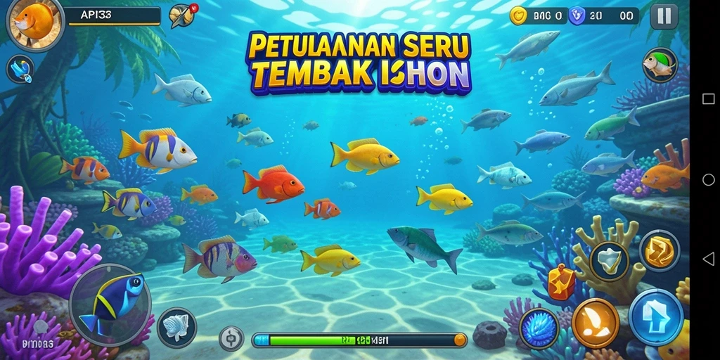 Tampilan gameplay seru di API33 dengan aksi tembak ikan yang mendebarkan.