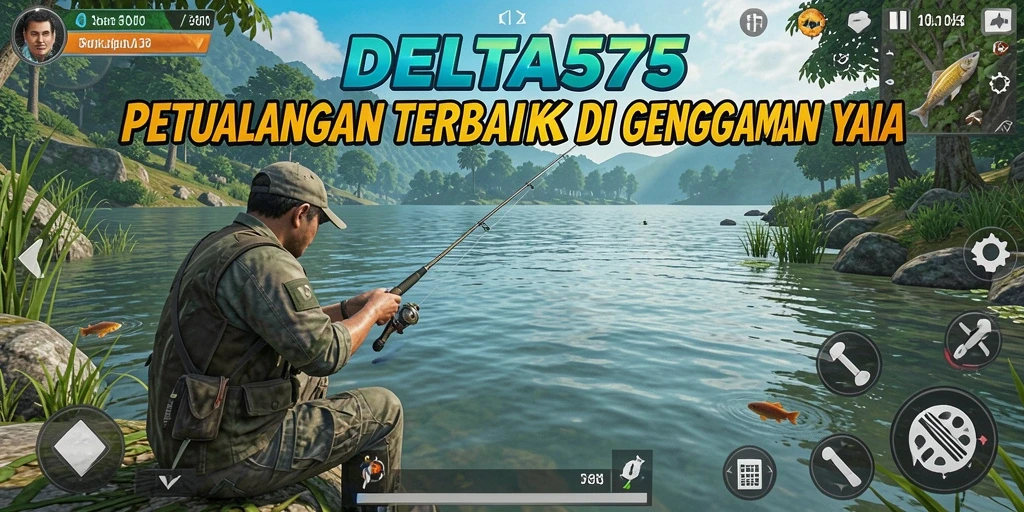 Screenshot utama DELTA575 menampilkan gameplay memancing yang menarik dan realistis.