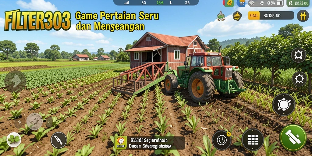 Tampilan menarik dari gameplay FILTER303 saat bertani dan merawat hewan.