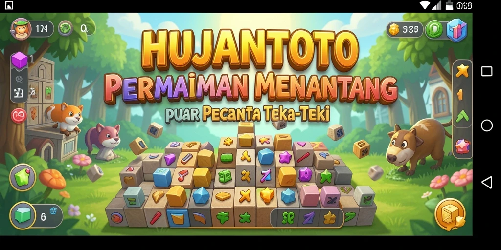 Screenshot HUJANTOTO menampilkan gameplay intensif dalam menyelesaikan teka-teki.