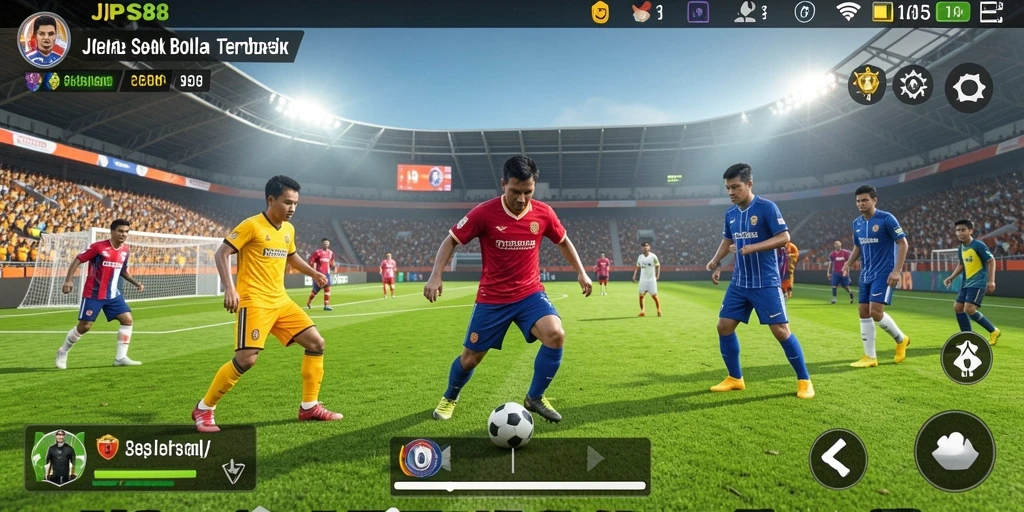 Tampilan gameplay JPS88 dengan aksi sepak bola yang seru.