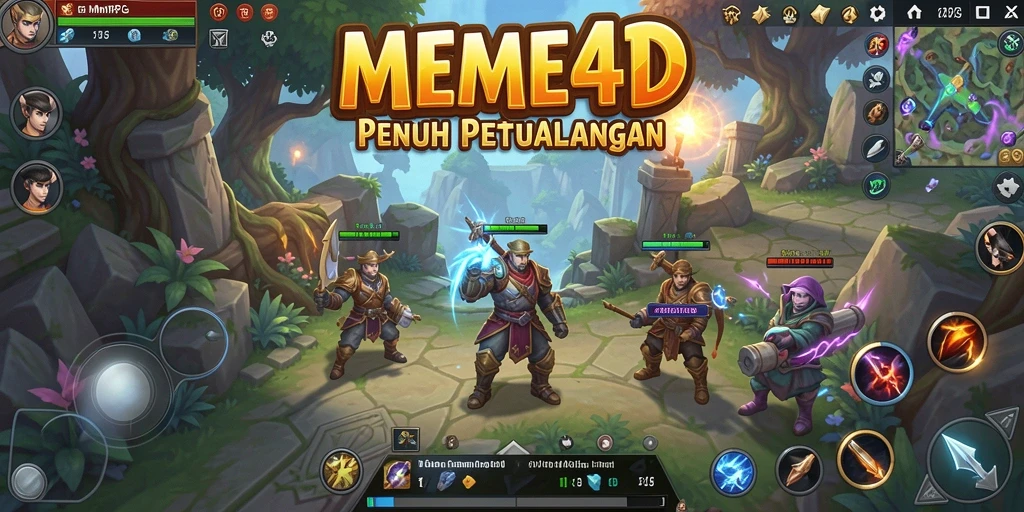 Screenshot utama dari gameplay MMORPG MEME4D yang menampilkan aksi seru.