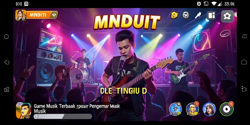 Tangkapan layar MNDUIT menampilkan antarmuka permainan musik yang interaktif.