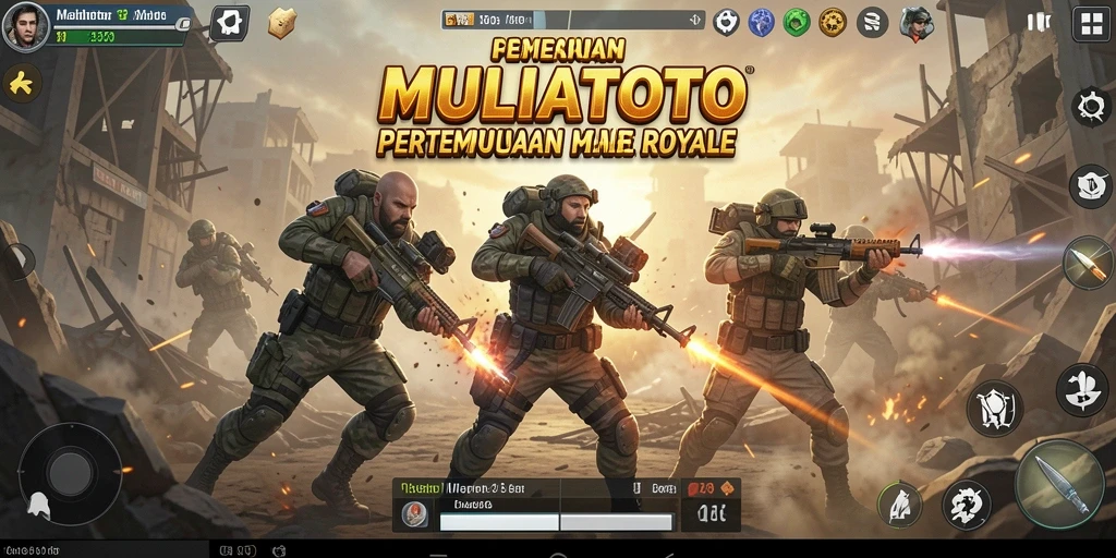 Tampilan aksi seru dalam game MULIATOTO Battle Royale.