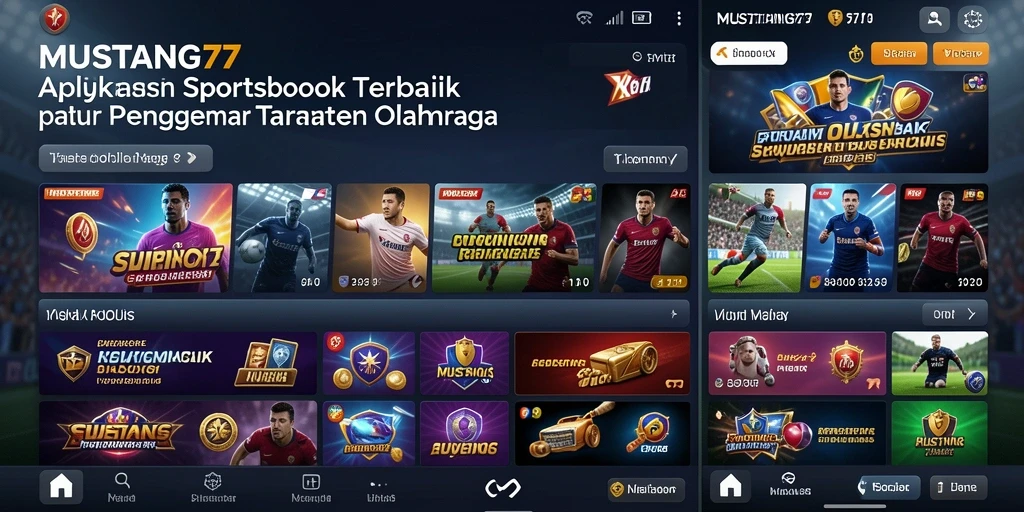Menampilkan gameplay taruhan olahraga di aplikasi MUSTANG77.