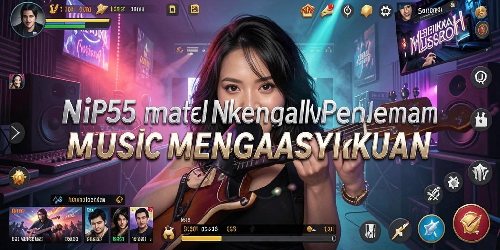 Screenshot yang menunjukkan gameplay interaktif aplikasi musik RP55.