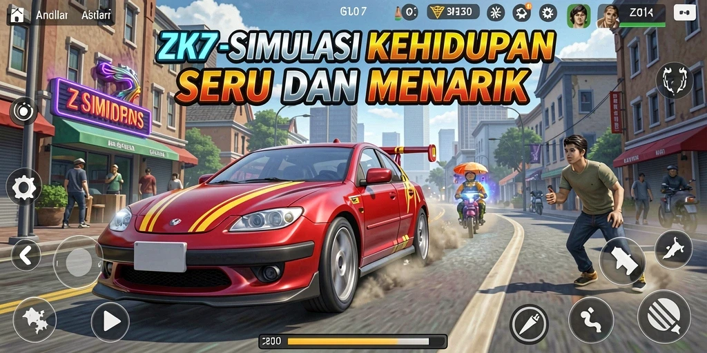 Gameplay ZK7 yang penuh warna dan interaktif.